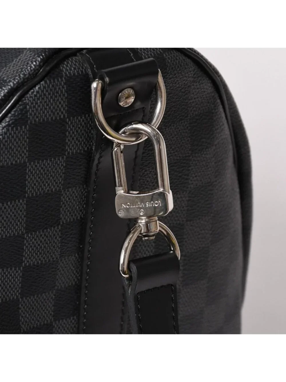 Louis Vuitton Boston Keepall Bandouliere 45 Damier Graphite Black Silver